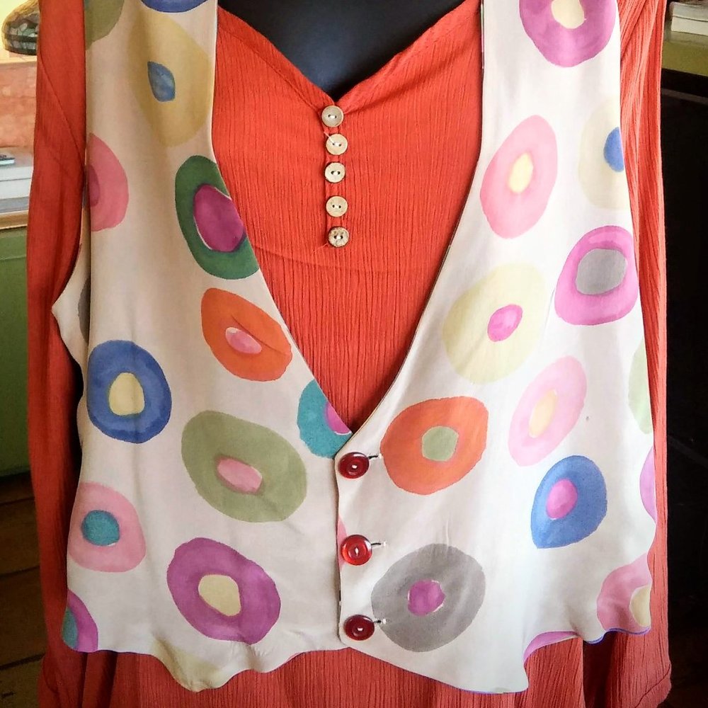 🔥2/$15🔥Reversible🍥VINTAGE🍥 Watercolor Art Vest